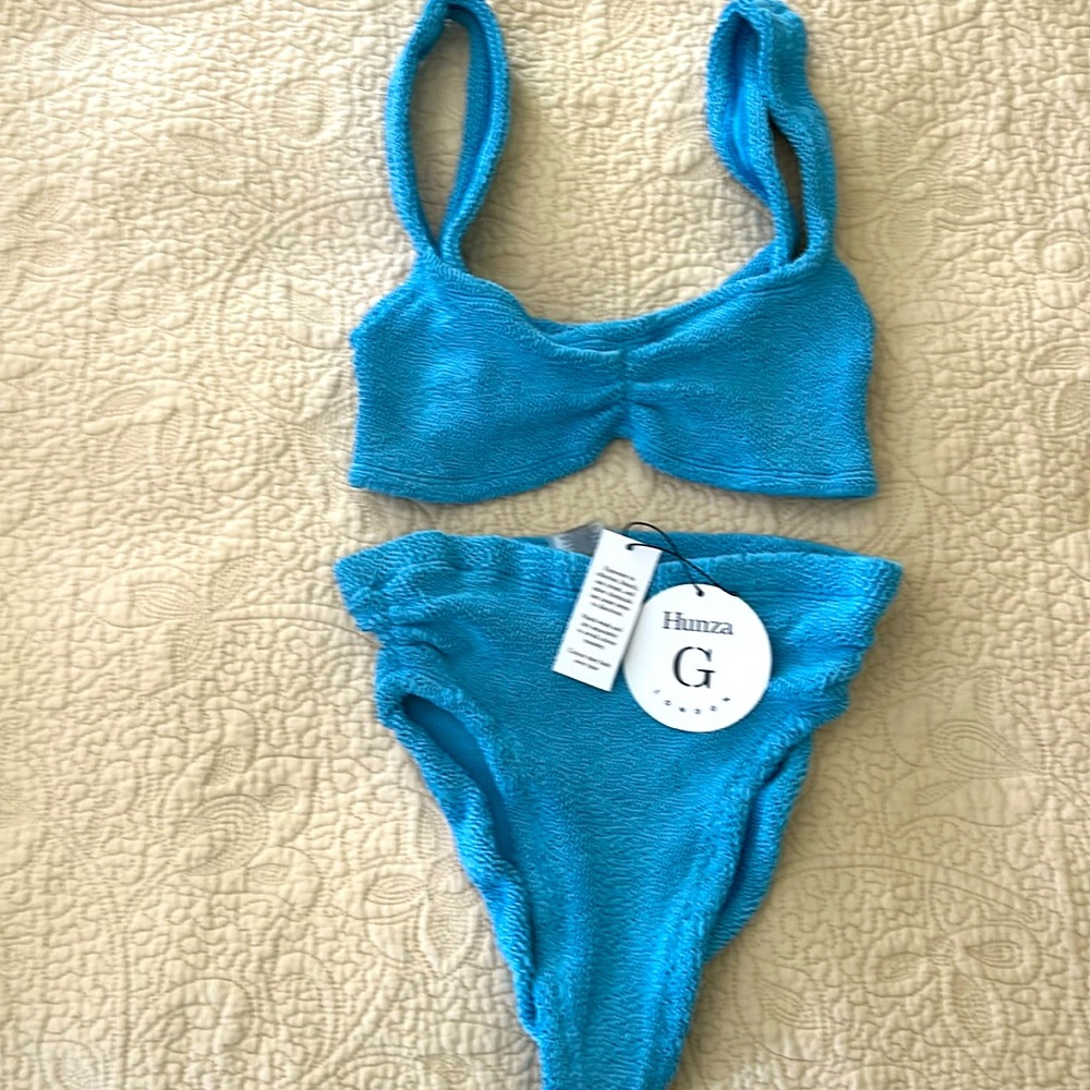 Hunza G two-piece Taylor sky blue bathing suit new with tags one size fits most